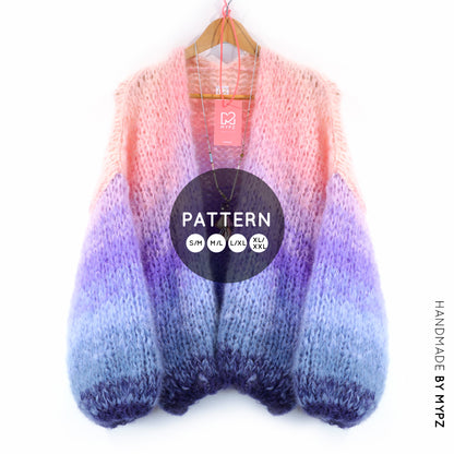Patrón de tricot – Cárdigan corto grueso de mohair MYPZ Blue Sky No15 (ENG-NL-DE-FR-ES)