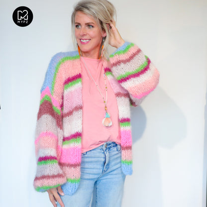 Knitting kit – MYPZ Basic Light Mohair Cardigan Candy Clouds No10 (ENG-NL-DE)
