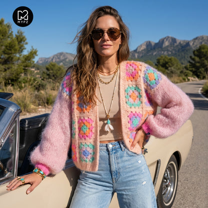 Crochet kit - MYPZ Granny square mohair cardigan Marshmallow (ENG-NL-DE)
