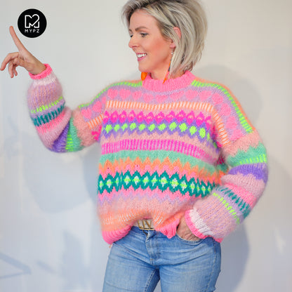 Knit pattern – Chunky Mohair Pullover Pink Sugar No.6 (ENG-NL-DE)
