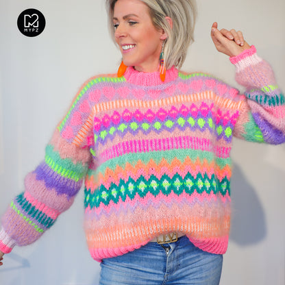 Knit pattern – Chunky Mohair Pullover Pink Sugar No.6 (ENG-NL-DE)