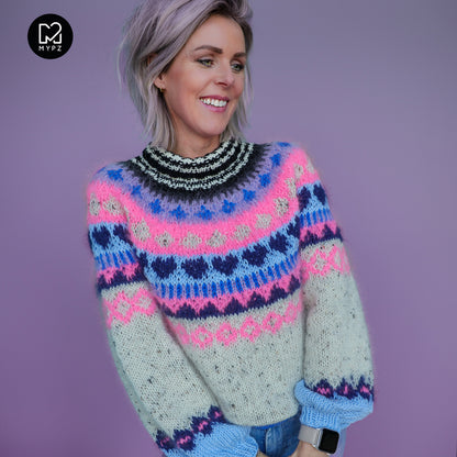 Knitting Kit – MYPZ top-down sweater Blue Heart No6 (ENG-NL-DE)