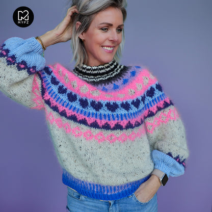 Knit pattern – MYPZ top-down sweater Blue Heart No6 (ENG-NL-DE)
