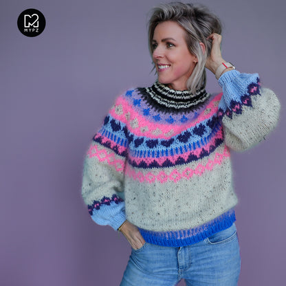 Knitting Kit – MYPZ top-down sweater Blue Heart No6 (ENG-NL-DE)