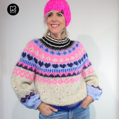 Knit pattern – MYPZ top-down sweater Blue Heart No6 (ENG-NL-DE)