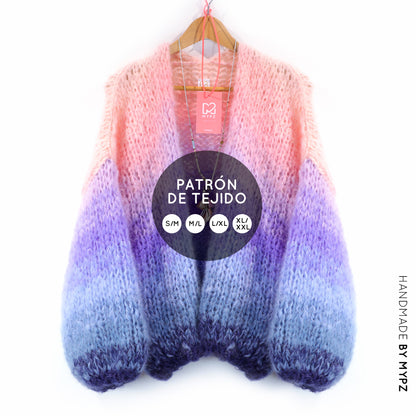 Patrón de tricot – Cárdigan corto grueso de mohair MYPZ Blue Sky No15 (ENG-NL-DE-FR-ES)
