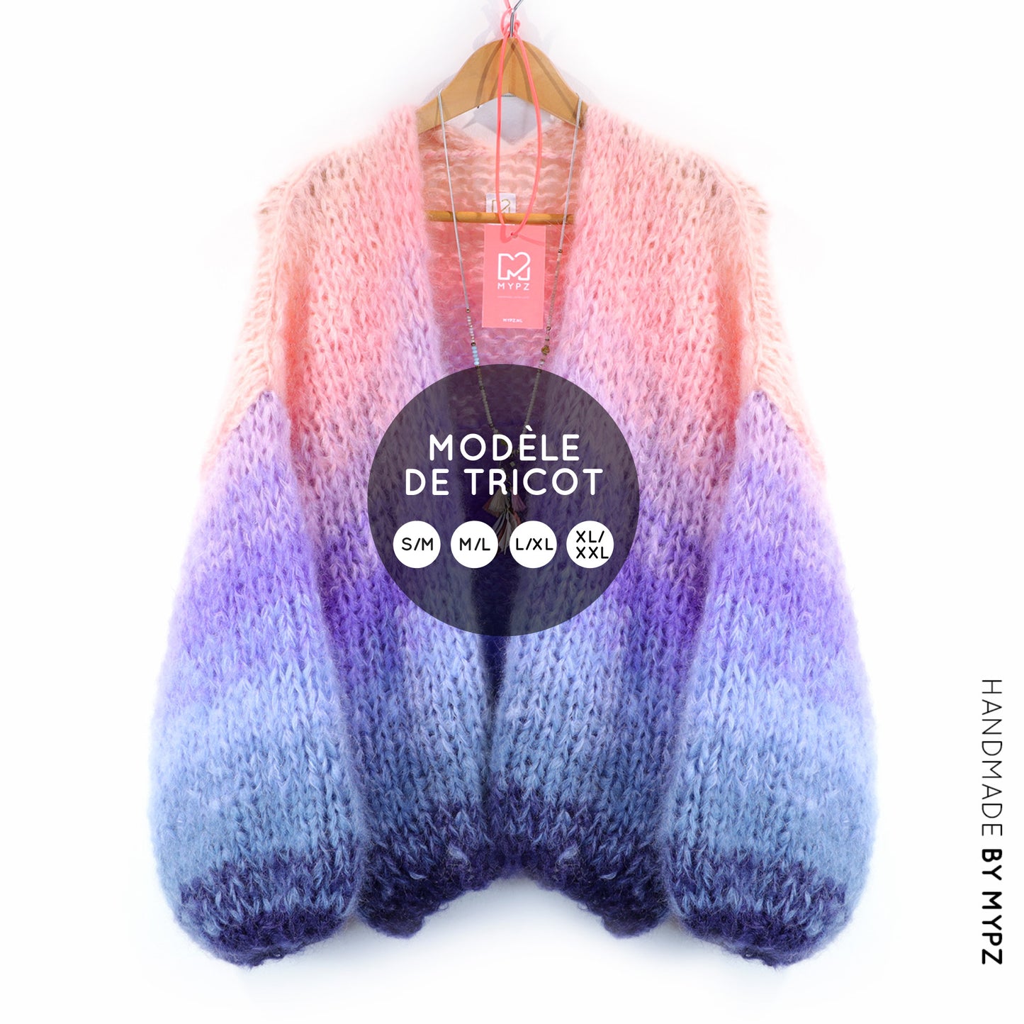 Patrón de tricot – Cárdigan corto grueso de mohair MYPZ Blue Sky No15 (ENG-NL-DE-FR-ES)
