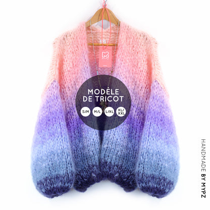 Patrón de tricot – Cárdigan corto grueso de mohair MYPZ Blue Sky No15 (ENG-NL-DE-FR-ES)