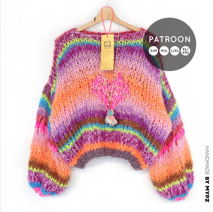 Knit pattern – MYPZ Short Chunky Pullover Neon Hearts No15 (ENG-NL-DE)
