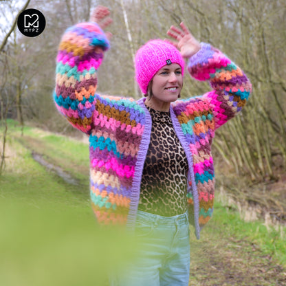 Crochet pattern - MYPZ short Mohair Granny stripes cardigan Fiesta (ENG-NL-DE)