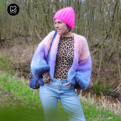 Patrón de tricot – Cárdigan corto grueso de mohair MYPZ Blue Sky No15 (ENG-NL-DE-FR-ES)