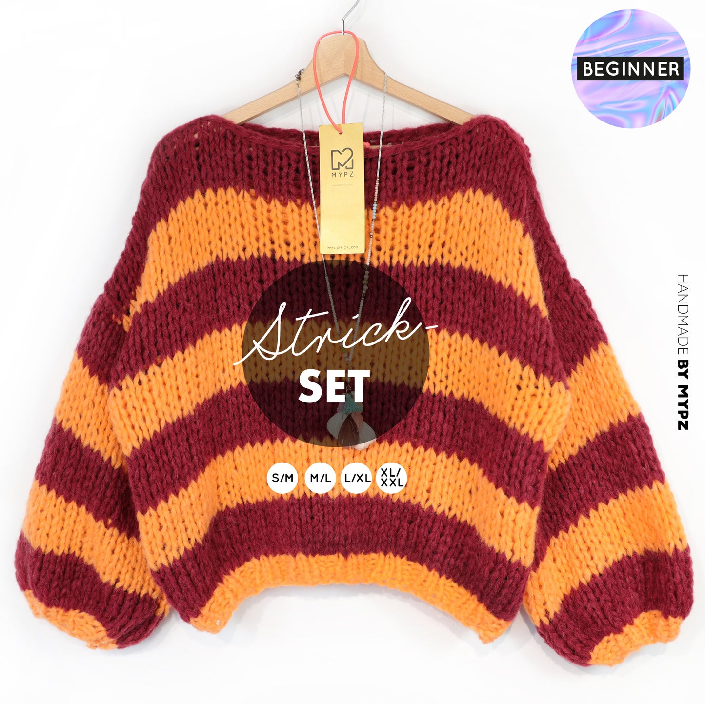 Knitting Kit – MYPZ Chunky Alpaca Pullover Merlot No15 – Beginner (ENG-NL-DE)