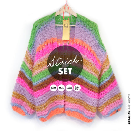 Knitting Kit – MYPZ Chunky Mohair Cardigan Rainbow Sorbet No.15 (ENG-NL-DE)