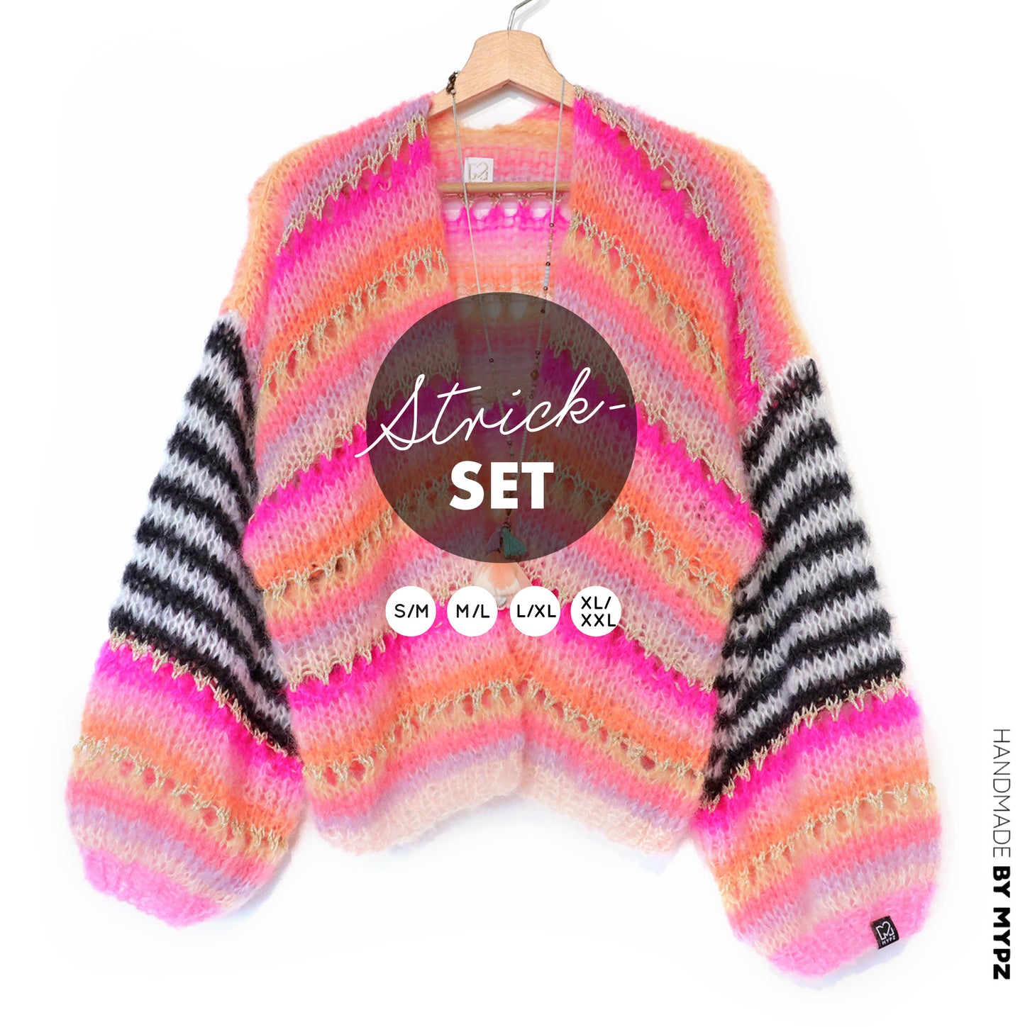 Knitting kit – MYPZ Light Mohair Cardigan Pink Magic No10 (ENG-NL-DE)