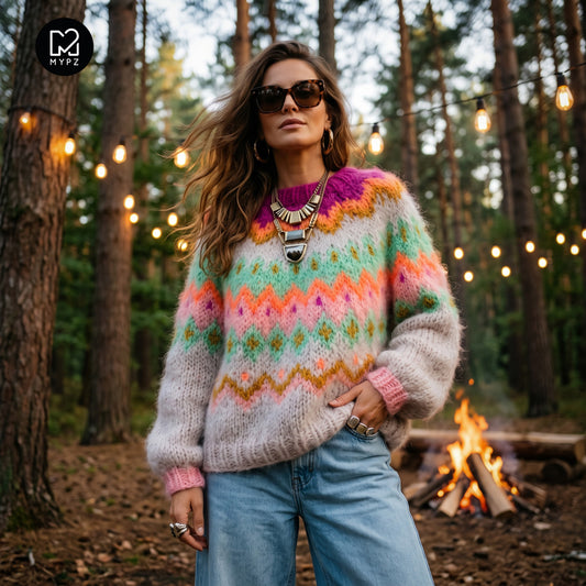 Patrón de tejido - MYPZ Chunky Topdown Mohair Pullover Snowberry n.º 12 (ING-ALE-NEE-ESP-FRA-ITA-DAN-SUE-NOR)