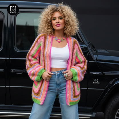 Crochet pattern - MYPZ Hexagon Cardigan Vibrant Soul (ENG-NL-DE-FR-ES)