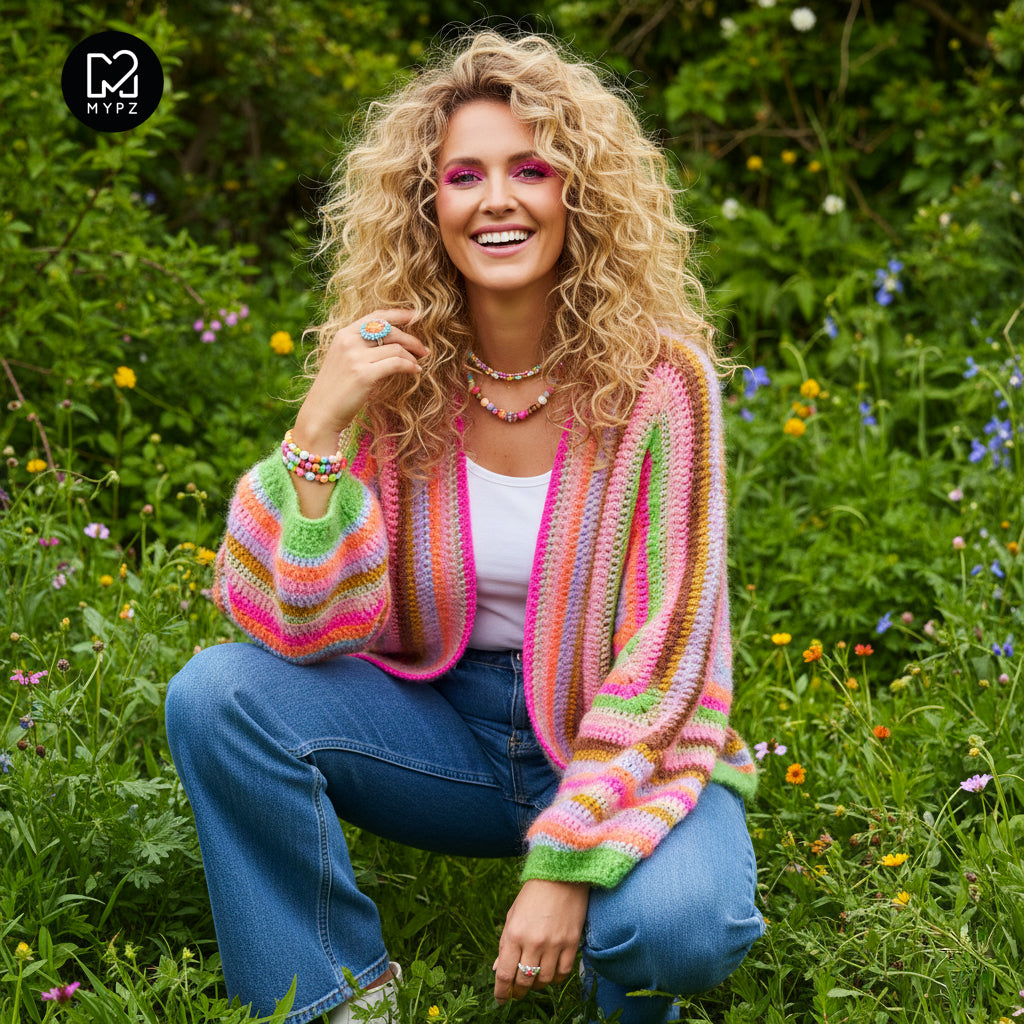 Crochet pattern - MYPZ Hexagon Cardigan Vibrant Soul (ENG-NL-DE-FR-ES)