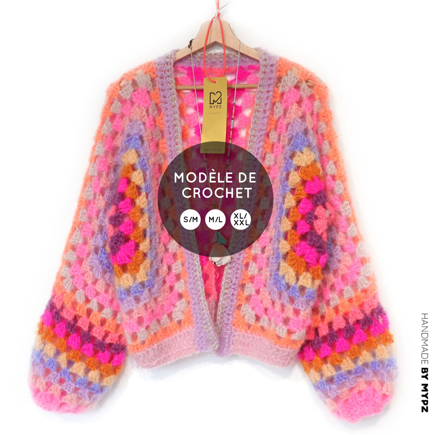 Crochet pattern - MYPZ Hexagon Cardigan Pink Vibes (ENG-NL-DE-FR-ES)