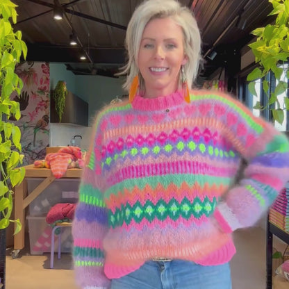 Knit pattern – Chunky Mohair Pullover Pink Sugar No.6 (ENG-NL-DE)