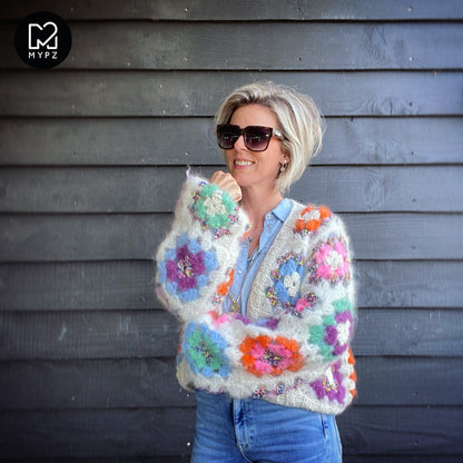 Patrón de ganchillo - MYPZ Granny chaqueta bomber cuadrada Off White (ENG-NL-ES)