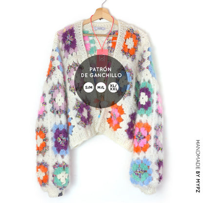 Patrón de ganchillo - MYPZ Granny chaqueta bomber cuadrada Off White (ENG-NL-ES)