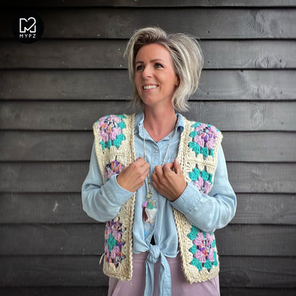 MYPZ Chunky woolen Granny Gilet Sea