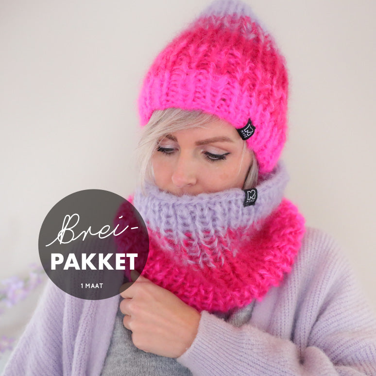 Knitting Kit – Gradient chunky mohair hat + snood (ENG-NL) kit