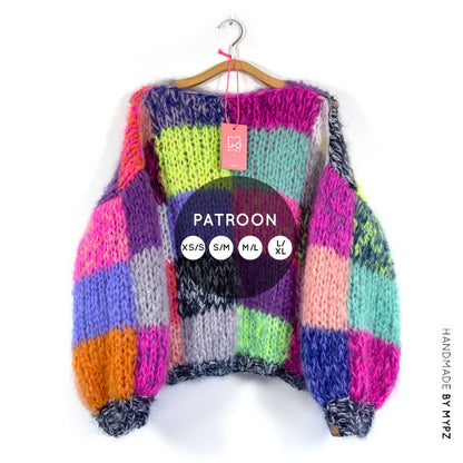 MYPZ breipatroon chunky regenboog patchwork trui No15