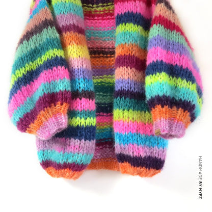 MYPZ rainbow cardigan half-long chunky mohair
