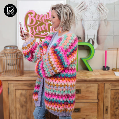 Crochet pattern - MYPZ Mohair Granny stripes cardigan Spirit (ENG-NL)