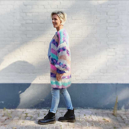 MYPZ half long striped funky mohair cardigan