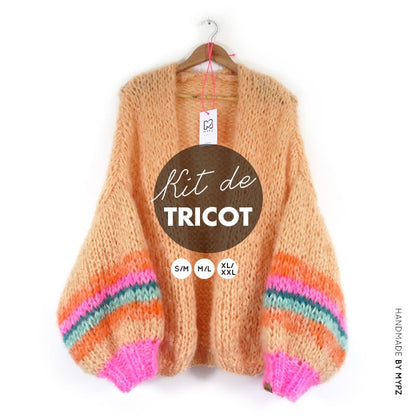 MYPZ kit de tricot Modèle de tricot VESTE EN GROSSE MAILLE EN TWEED