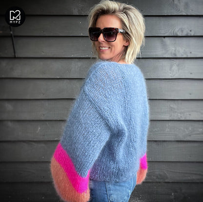 Knitting Kit – MYPZ Basic Light Mohair v-neck Pullover Bluish no10 (ENG-NL)