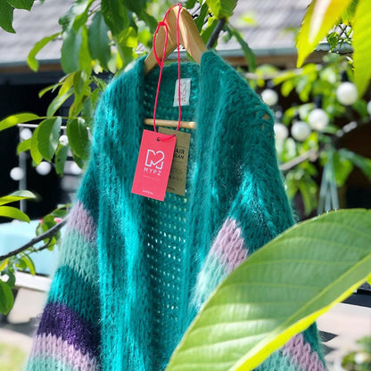 Long green mohair cardigan