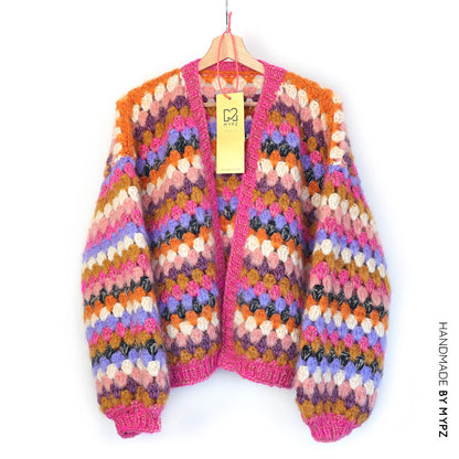 Crochet pattern - MYPZ short Mohair Granny stripes cardigan Rosé (ENG-NL)