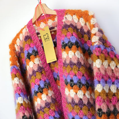Crochet pattern - MYPZ short Mohair Granny stripes cardigan Rosé (ENG-NL)