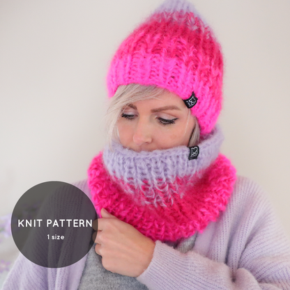 Knitting pattern – Gradient chunky mohair hat + snood (ENG-NL)